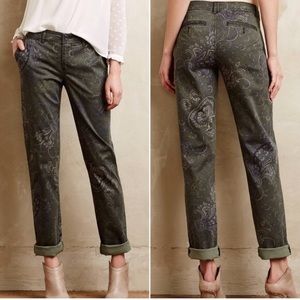 Anthropologie Pilcro Hyphen Green Paisley Chino 25